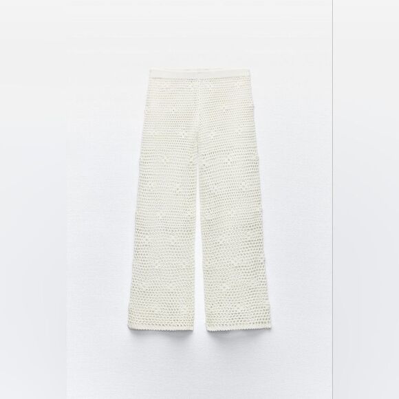 NWT ZARA CROCHET WIDE-LEGβTROUSERS - Picture 5 of 9